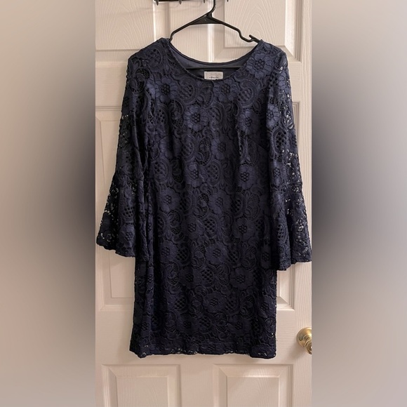 ROBBIE BEE~LACE DRESS~PULLOVER~NAVY~S - Picture 1 of 6